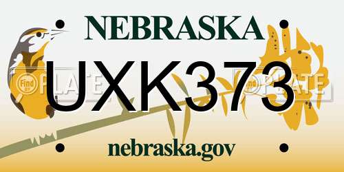 UXK373 Nebraska License Plate