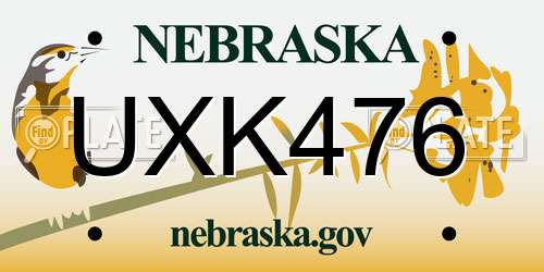 UXK476 Nebraska License Plate