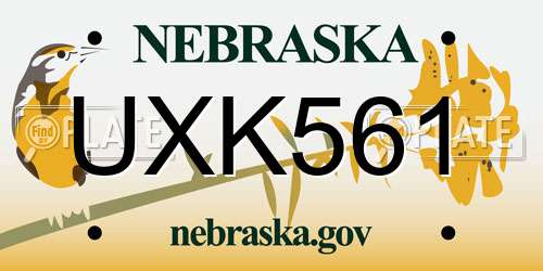 UXK561 Nebraska License Plate