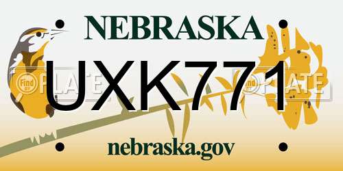UXK771 Nebraska License Plate