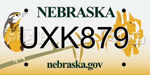UXK879 Nebraska License Plate
