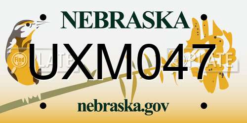 UXM047 Nebraska License Plate
