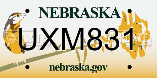 UXM831 Nebraska License Plate