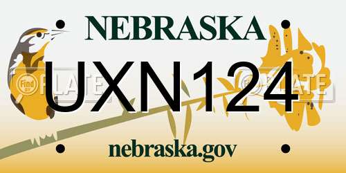UXN124 Nebraska License Plate