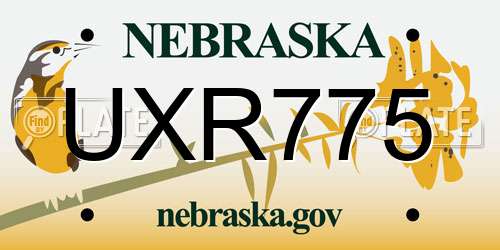 UXR775 Nebraska License Plate