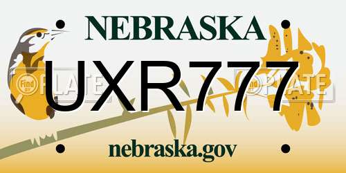 UXR777 Nebraska License Plate