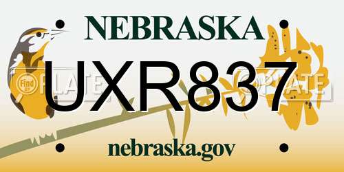 UXR837 Nebraska License Plate