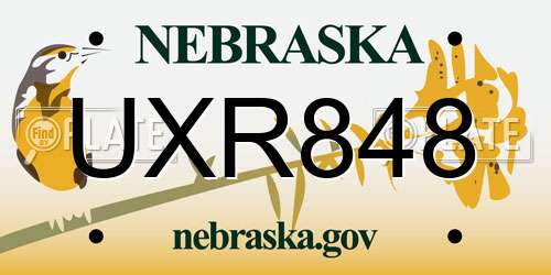 UXR848 Nebraska License Plate