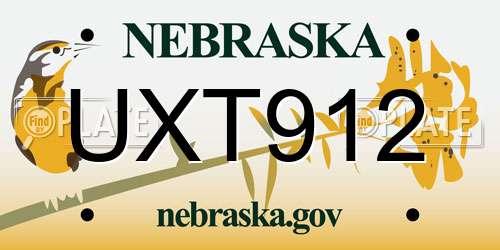 UXT912 Nebraska License Plate