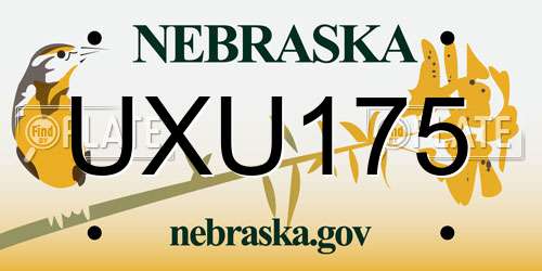 UXU175 Nebraska License Plate