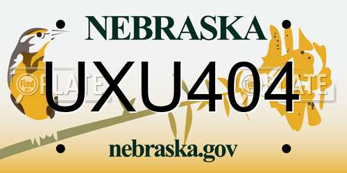 UXU404 Nebraska License Plate