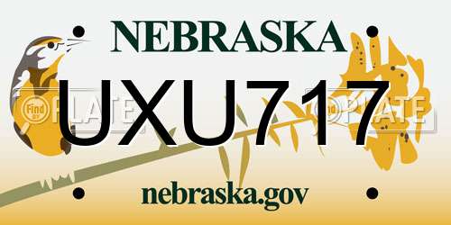 UXU717 Nebraska License Plate