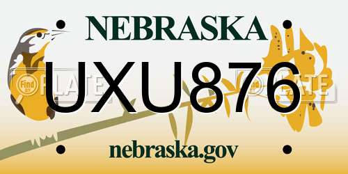 UXU876 Nebraska License Plate