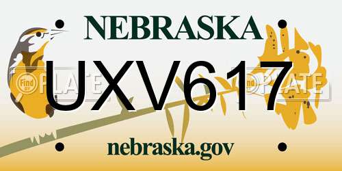UXV617 Nebraska License Plate