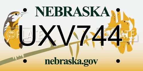 UXV744 Nebraska License Plate