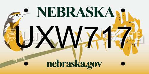 UXW717 Nebraska License Plate
