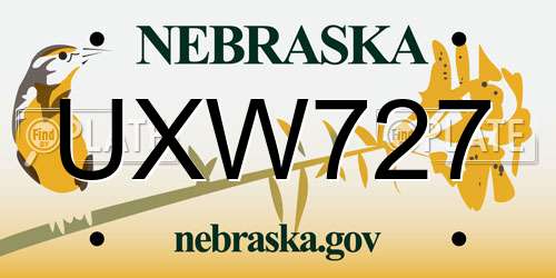 UXW727 Nebraska License Plate