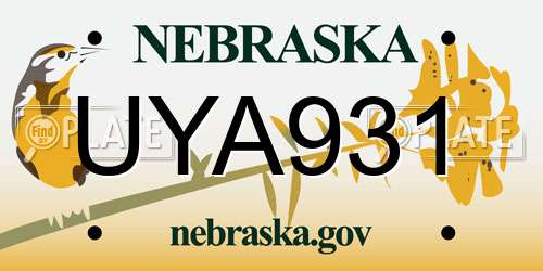 UYA931 Nebraska License Plate