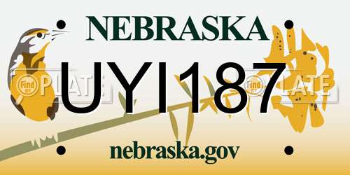UYI187 Nebraska License Plate