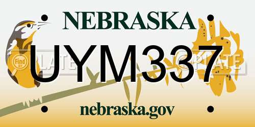 UYM337 Nebraska License Plate
