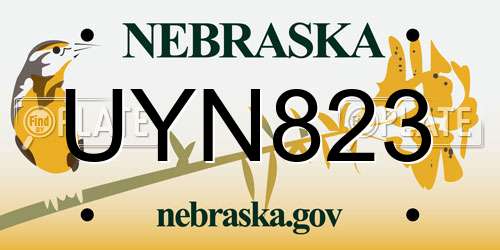 UYN823 Nebraska License Plate