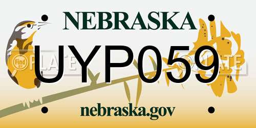UYP059 Nebraska License Plate