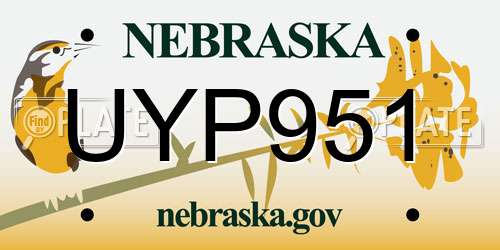 UYP951 Nebraska License Plate