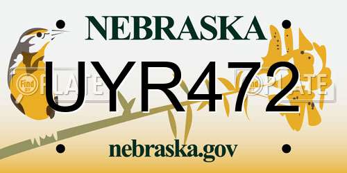 UYR472 Nebraska License Plate