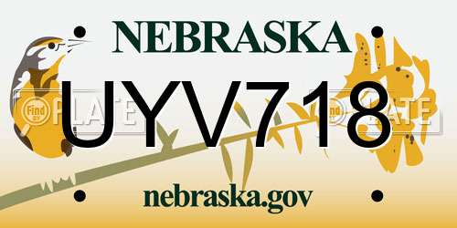 UYV718 Nebraska License Plate