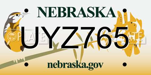 UYZ765 Nebraska License Plate