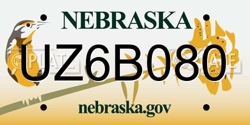UZ6B080 Nebraska License Plate