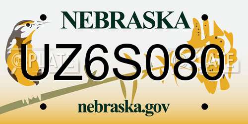 UZ6S080 Nebraska License Plate