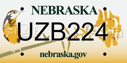 UZB224 Nebraska License Plate