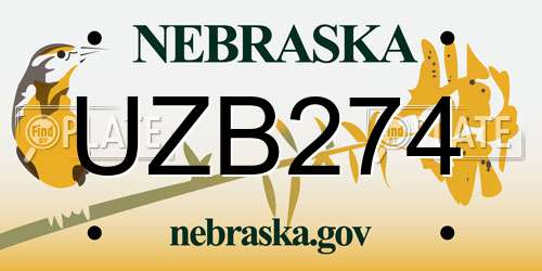 UZB274 Nebraska License Plate