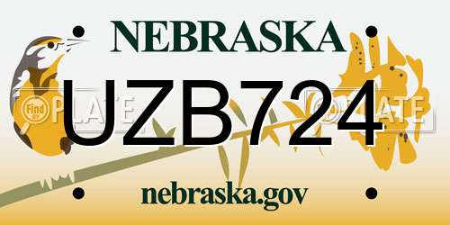 UZB724 Nebraska License Plate