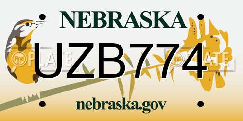 UZB774 Nebraska License Plate