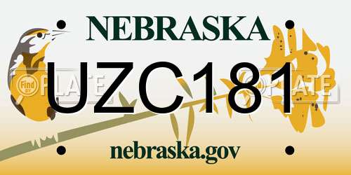 UZC181 Nebraska License Plate