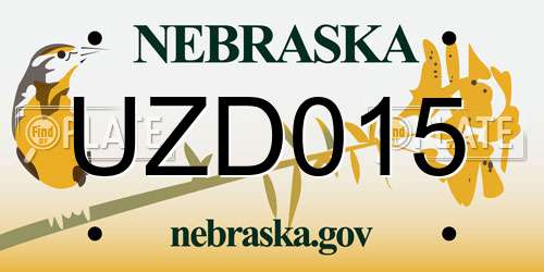 UZD015 Nebraska License Plate