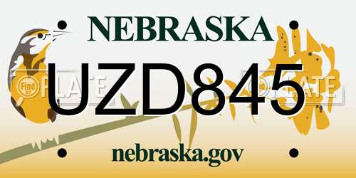 UZD845 Nebraska License Plate