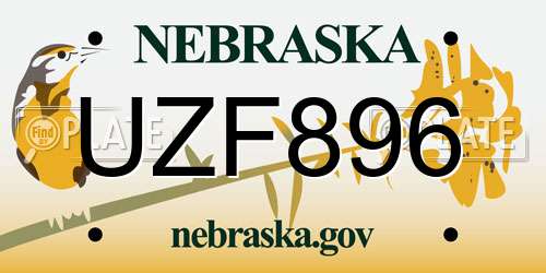 UZF896 Nebraska License Plate