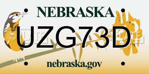 UZG73D Nebraska License Plate