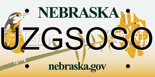 UZGSOSO Nebraska License Plate