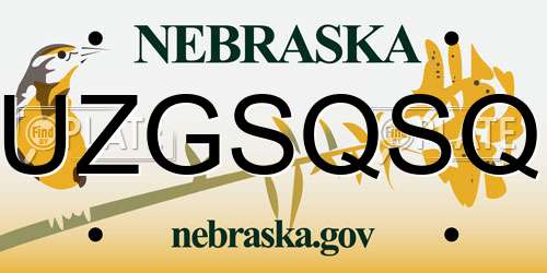 UZGSQSQ Nebraska License Plate