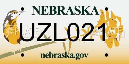 UZL021 Nebraska License Plate