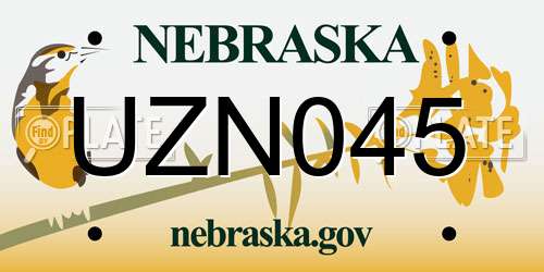 UZN045 Nebraska License Plate