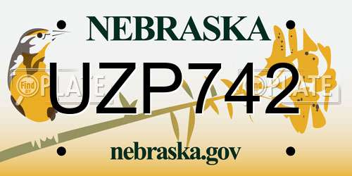 UZP742 Nebraska License Plate