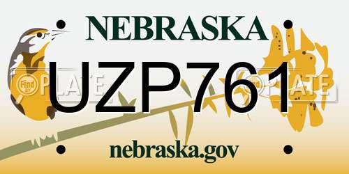 UZP761 Nebraska License Plate