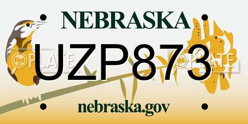 UZP873 Nebraska License Plate