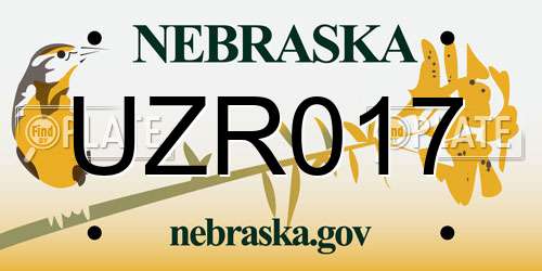 UZR017 Nebraska License Plate