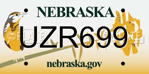UZR699 Nebraska License Plate